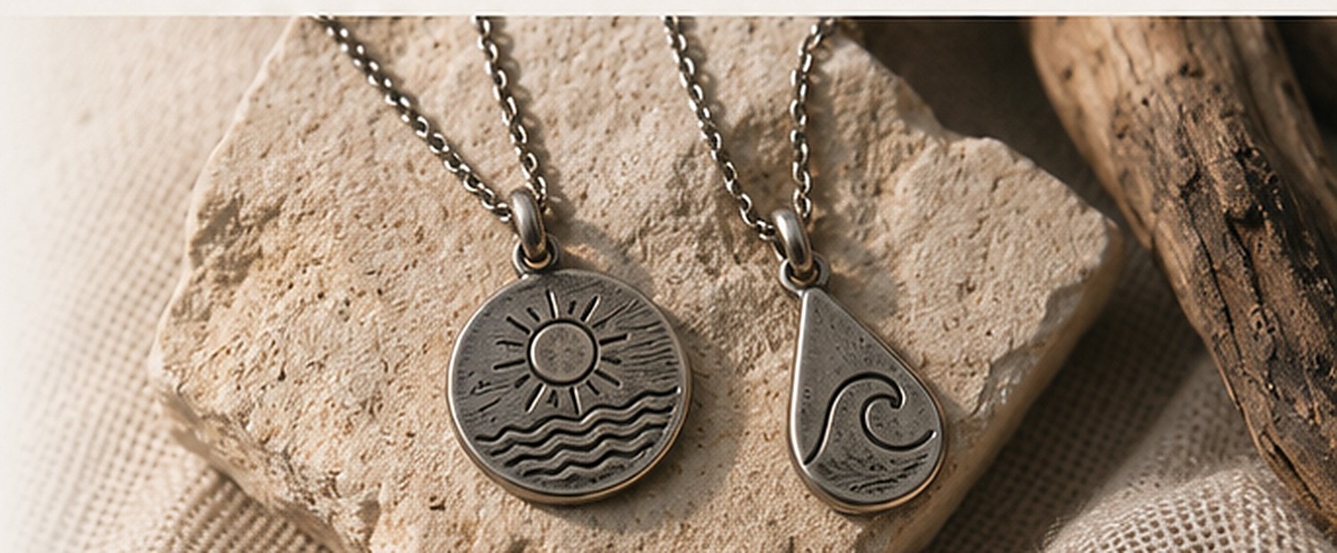 Deux talismans IKEHU posés sur une roche claire